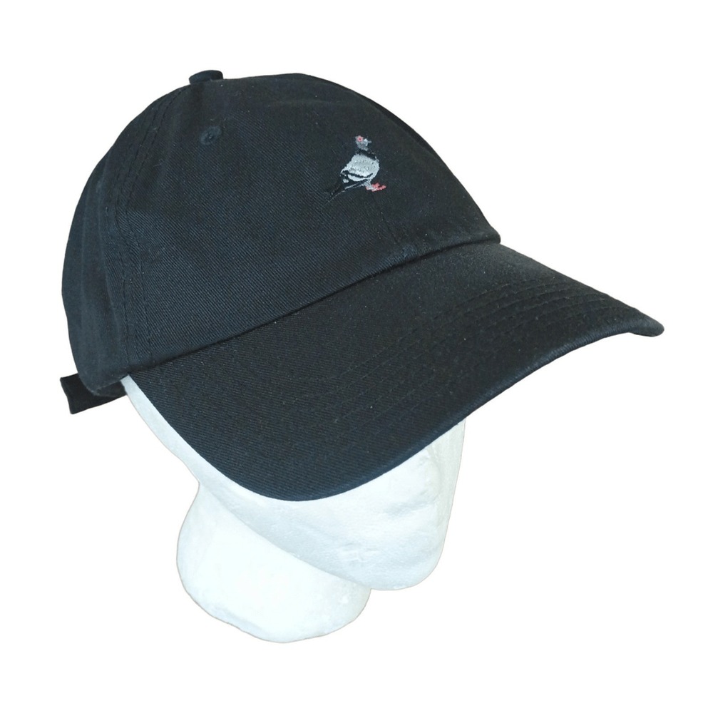 Staple Pigeon Mens OS Embroidered Pigeon Dad Hat Black Cotton Strapback Cap